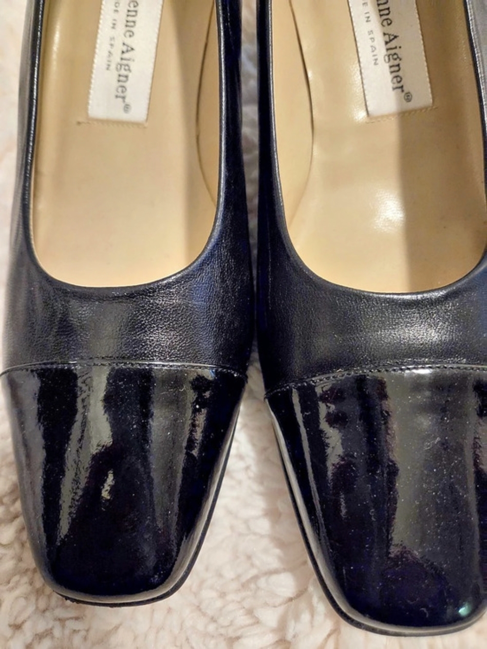 Etienne Aigner Black Patent Toe Heels US 7.5 M